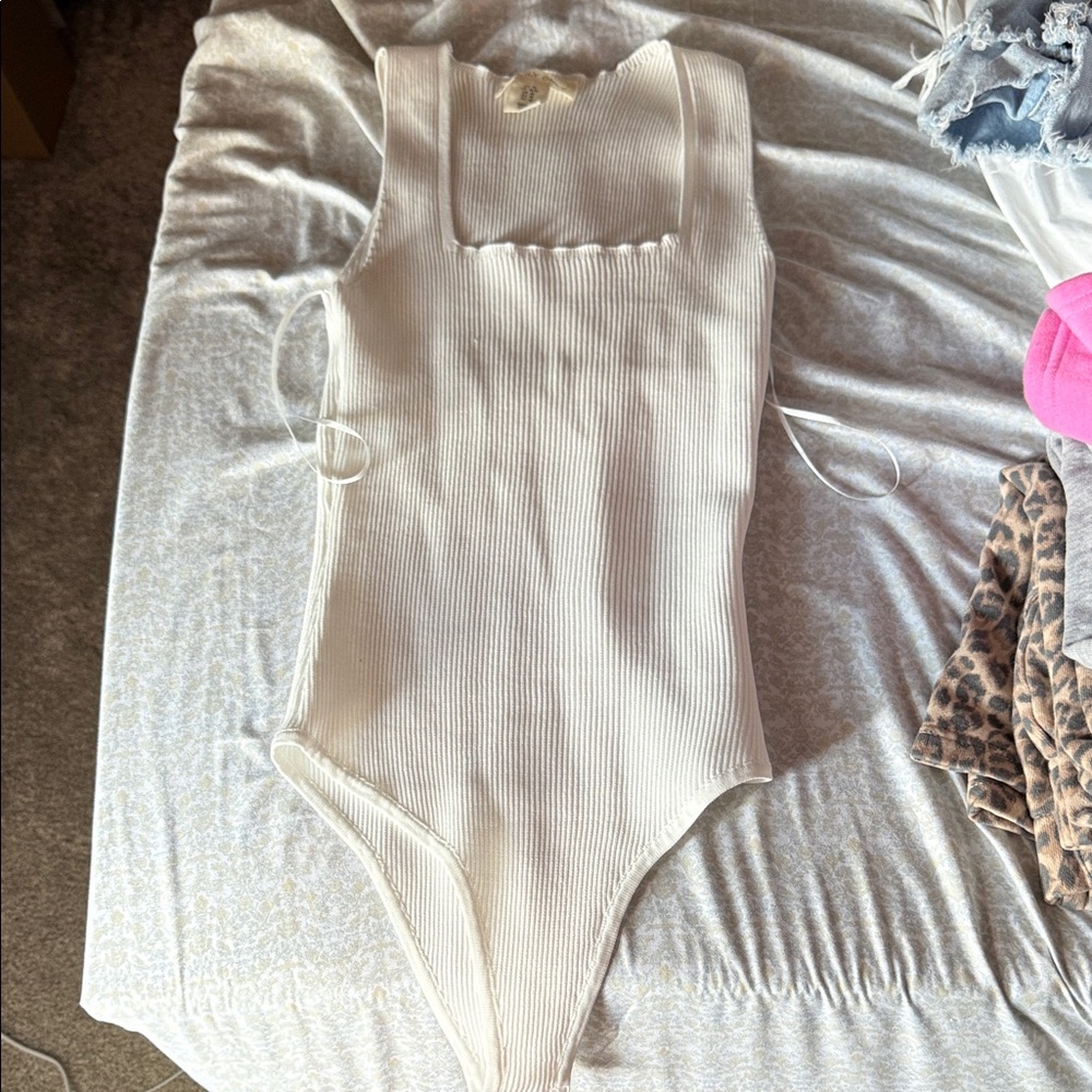 Cream Ribbed body suit never worn